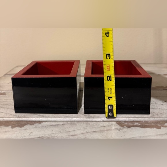 SET of 2 Japanese Masu Sake Cup 3-1/8” Square Black Lacquer Kotobuki JAPAN MADE - Picture 4 of 6